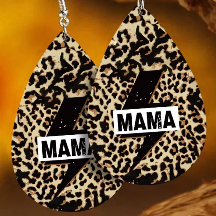 Venta al por mayor Pendientes de cuero con letras MAMA para el día de la madre